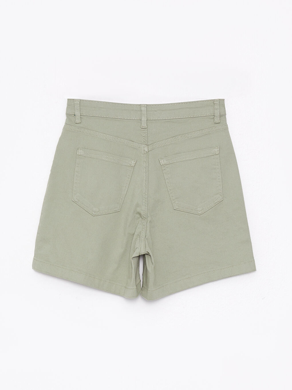 Comfortable Fit Plain Pocket Detailed Gabardine Women's Shorts-6