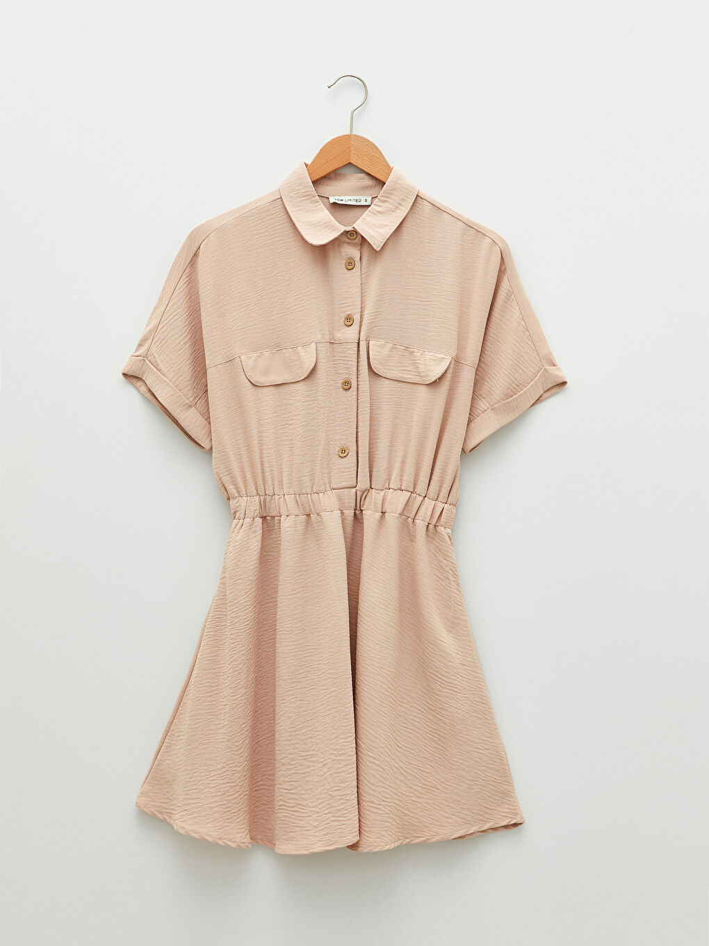 Rochie simplă cu mânecă scurtă și guler pentru femei-5