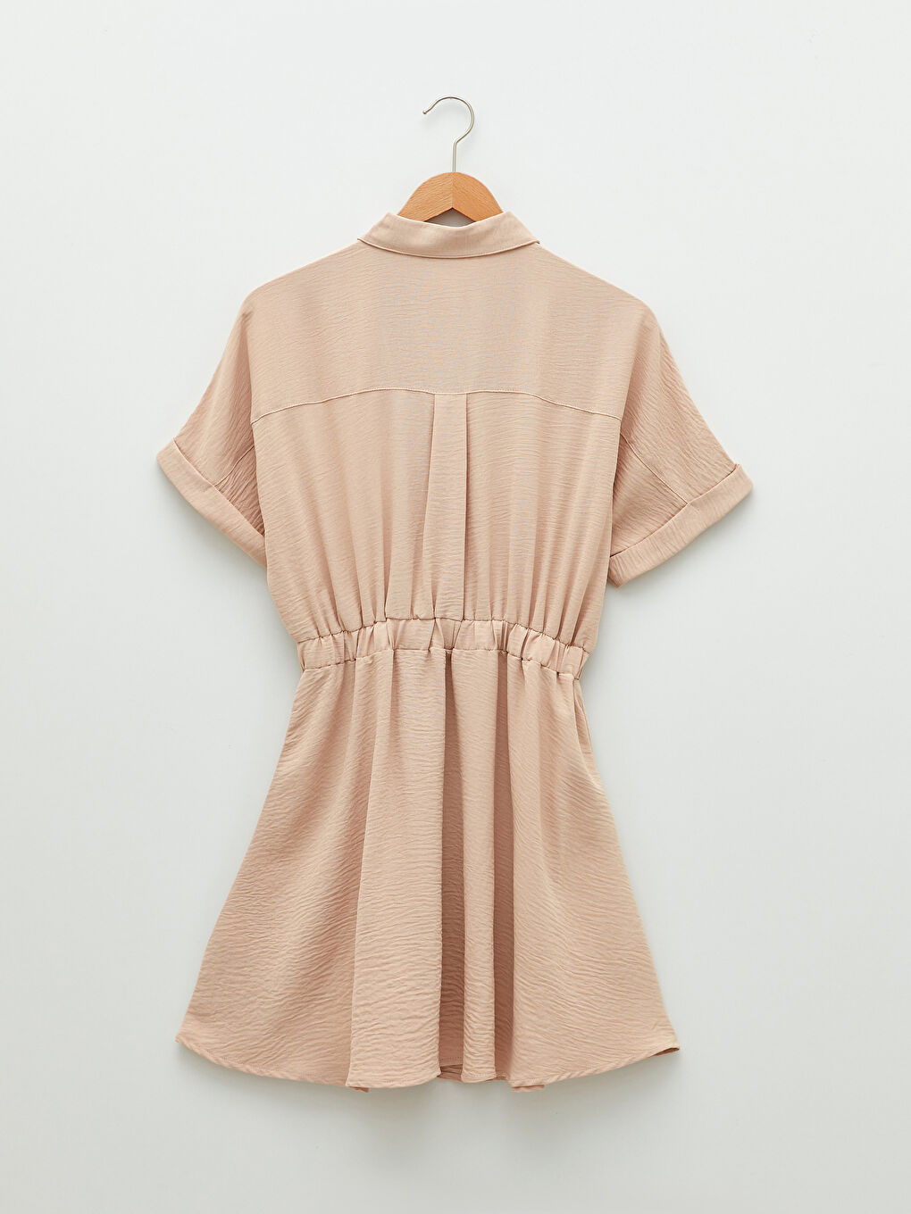 Rochie simplă cu mânecă scurtă și guler pentru femei-6