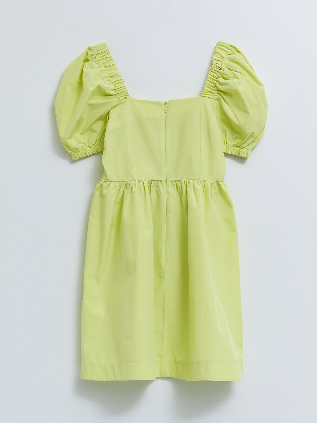 فستان نساء بياقة مربعة بسيط بكم قصير-5