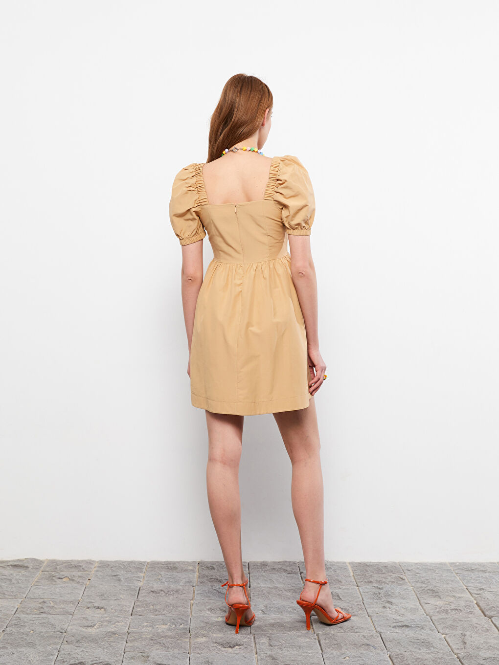 Square Collar Straight Short Sleeve Women's Dress -S2H680Z8-GGK