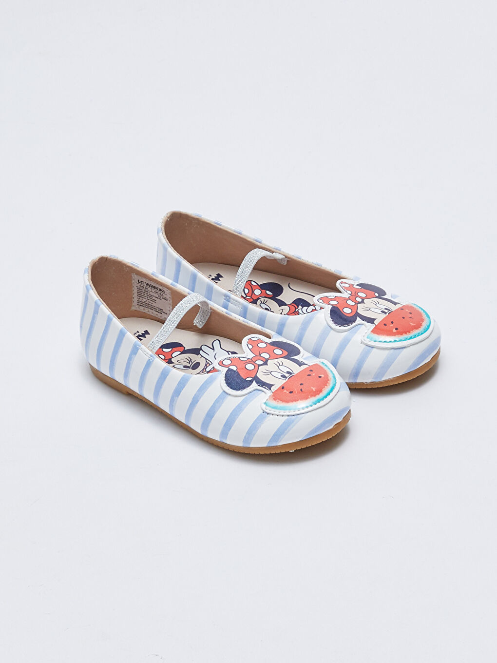 Mavi Minnie Mouse Lisanslı Patch Detaylı Kız Bebek Babet