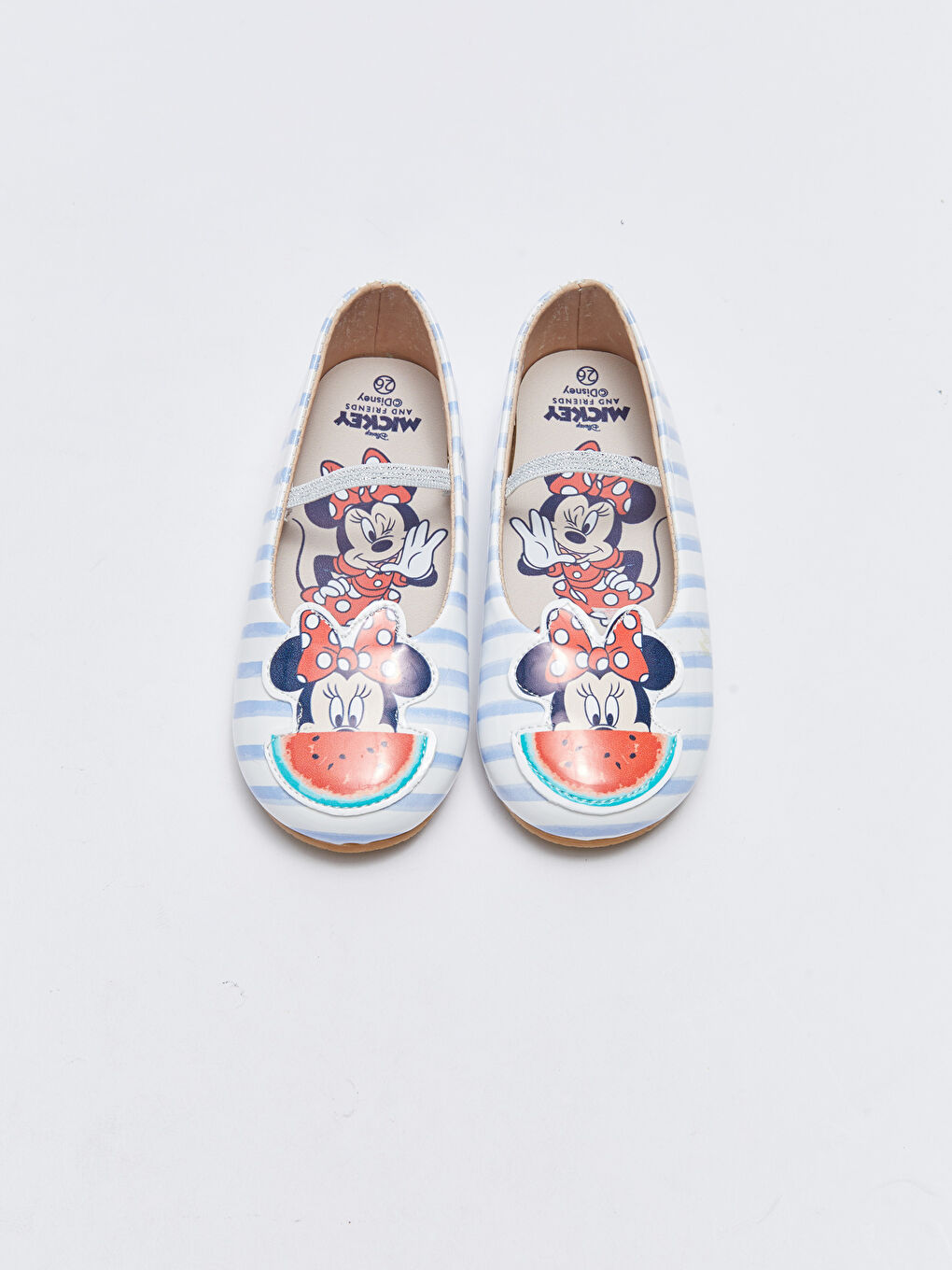 Mavi Minnie Mouse Lisanslı Patch Detaylı Kız Bebek Babet-2