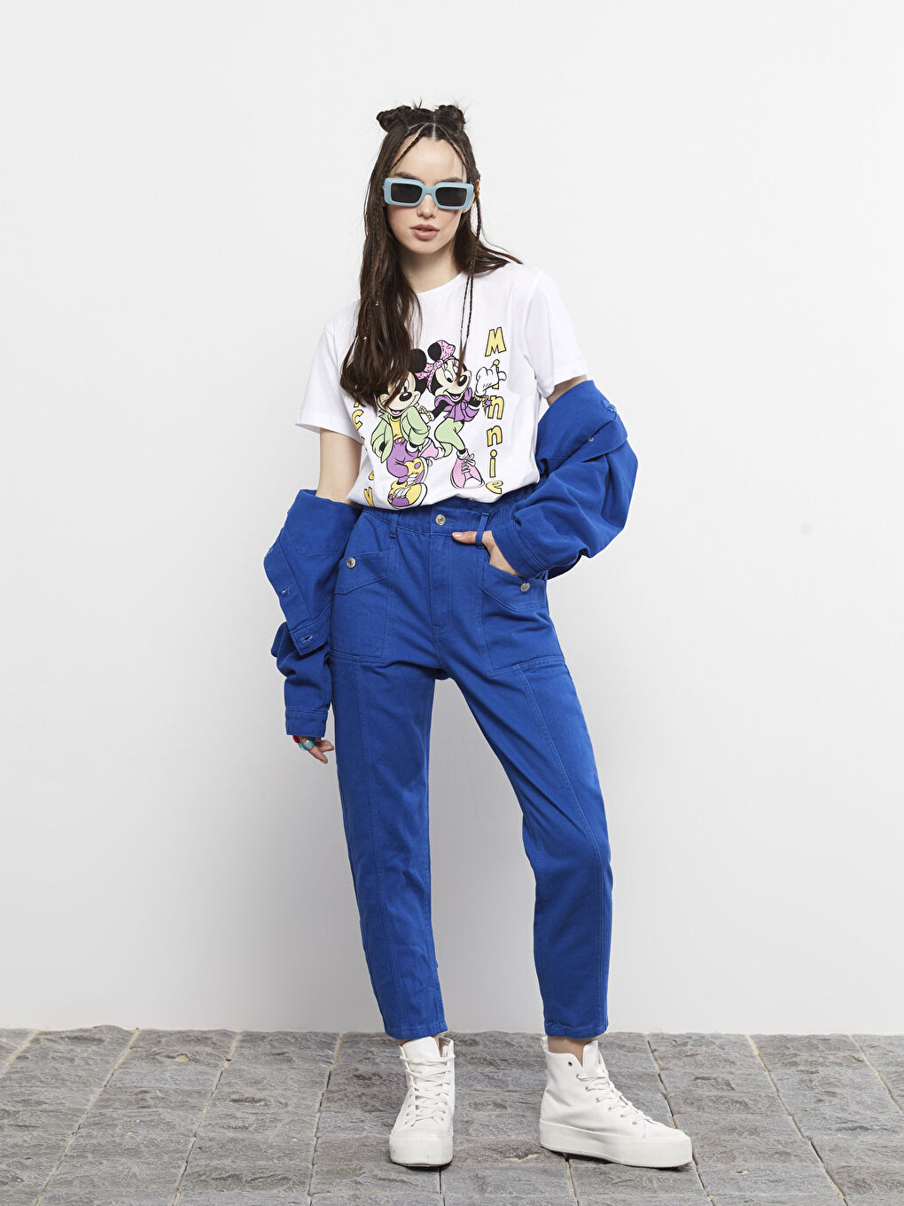 Crew Neck Mickey Mouse Printed Short Sleeve Cotton Women's T-Shirt