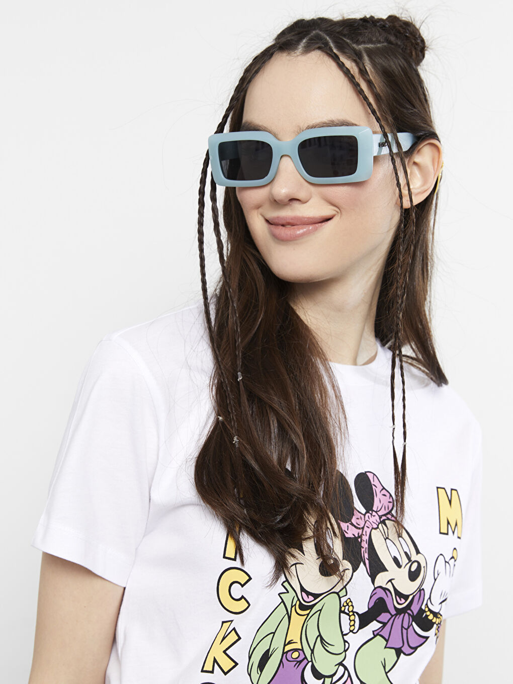 Crew Neck Mickey Mouse Printed Short Sleeve Cotton Women's T-Shirt-3