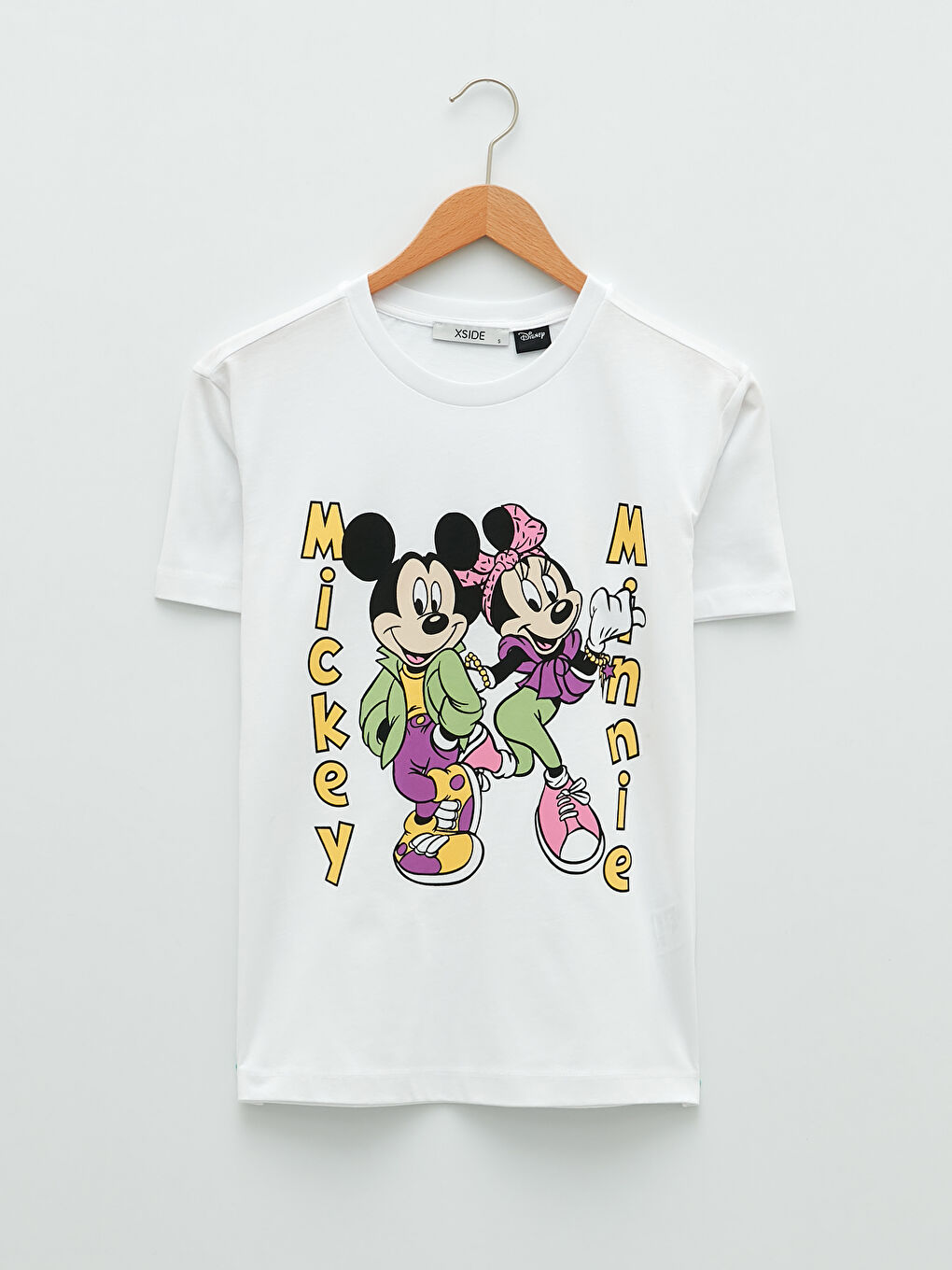 Crew Neck Mickey Mouse Printed Short Sleeve Cotton Women's T-Shirt-5
