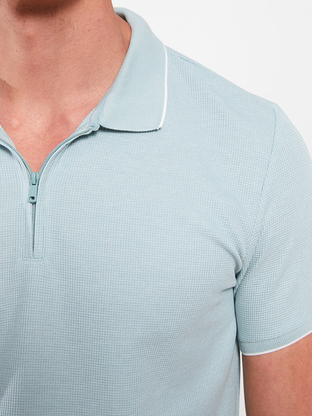 Ерлерге арналған поло жағалы қысқа жең футболка-3