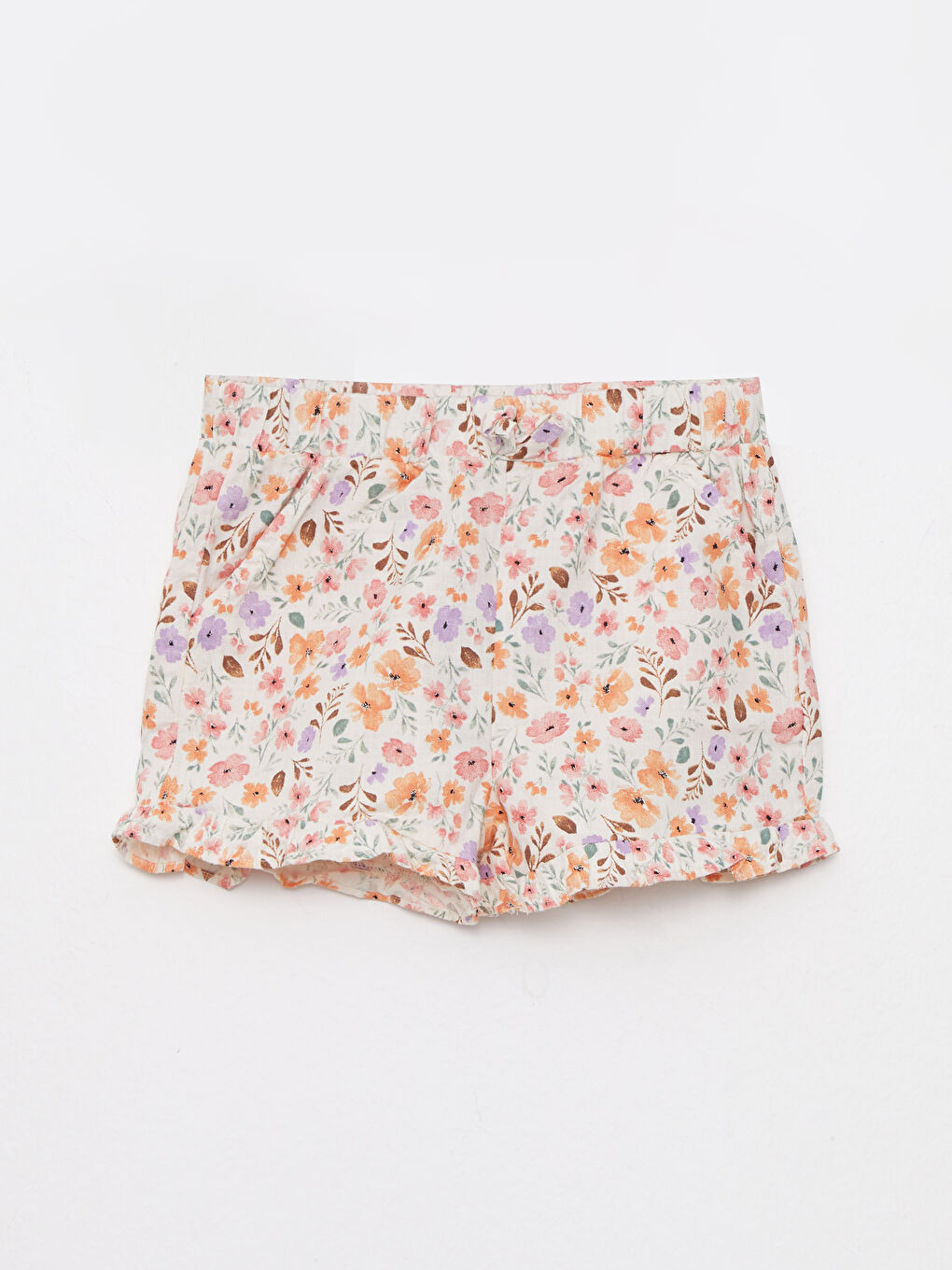 сәби қыздарға арналған принтті шолақ шалбар серпімді белдікпен-3