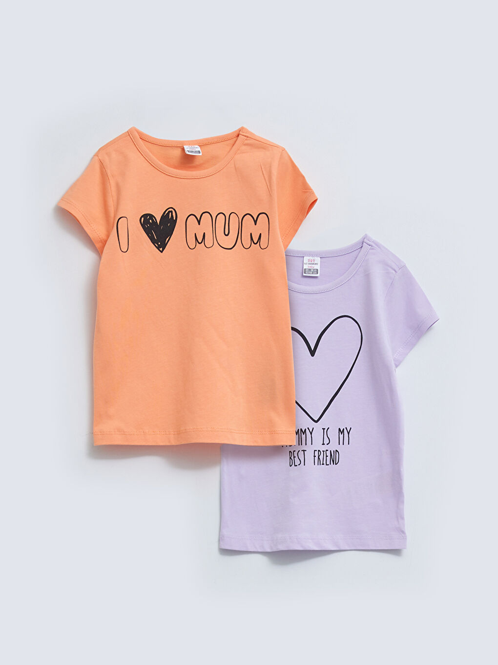 Crew Neck Short Sleeve Printed Cotton Baby Girl T-Shirt 2-Pack