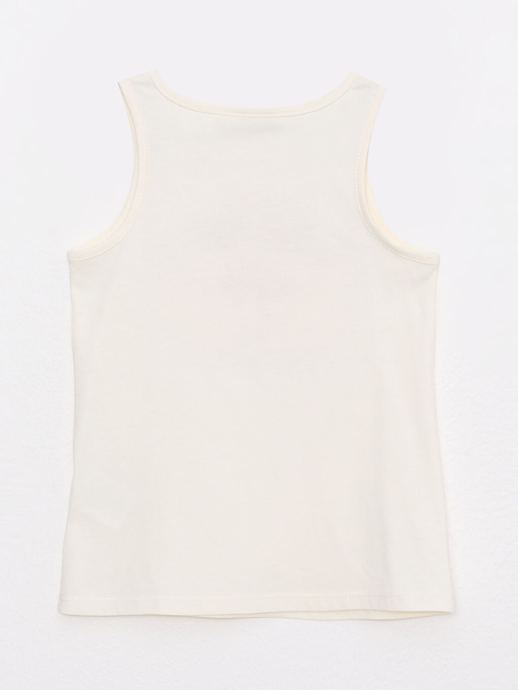 Ekru Bisiklet Yaka Baskılı Pamuklu Kız Çocuk Atlet-1