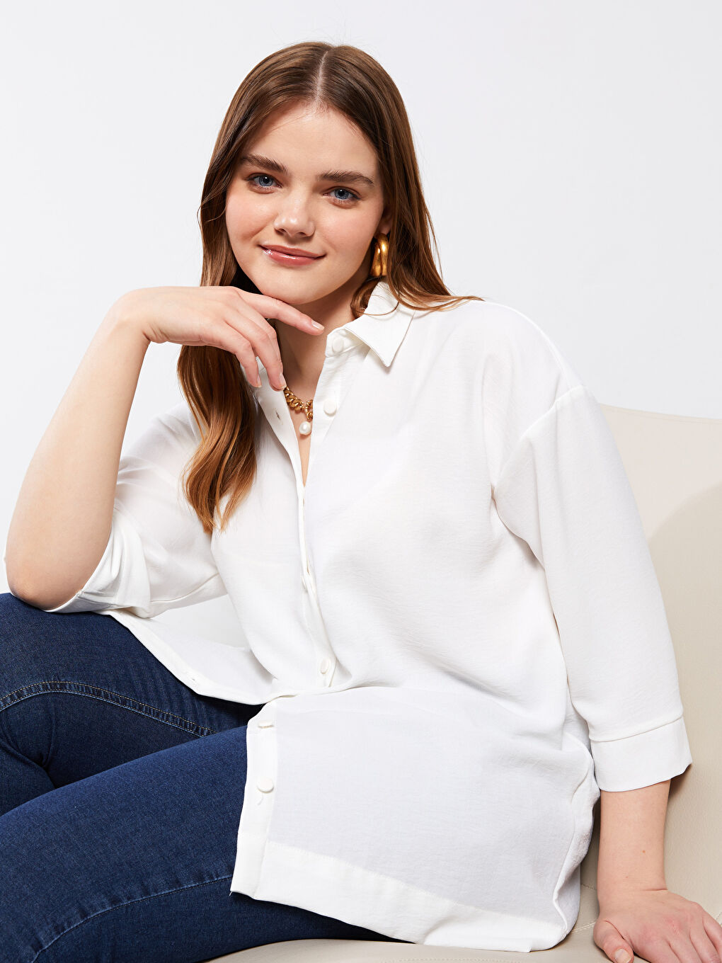 Women's Plus Size Plain Shirt-1