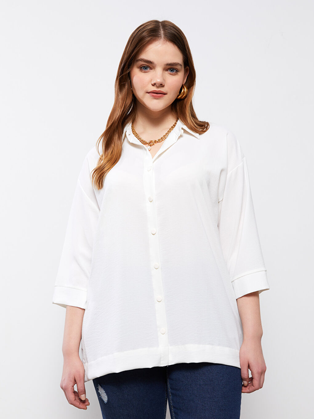 Women's Plus Size Plain Shirt-3