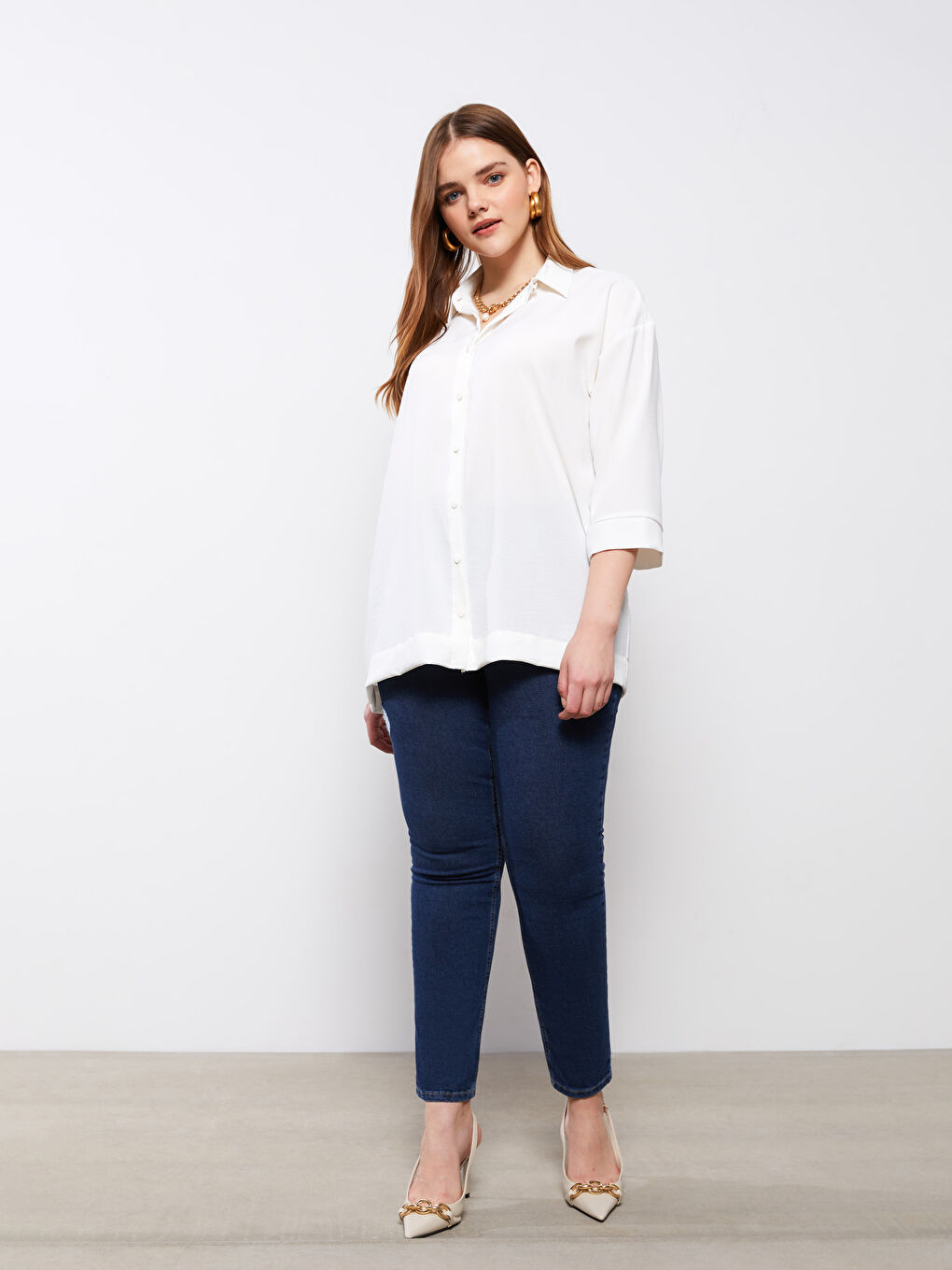 Women's Plus Size Plain Shirt-5