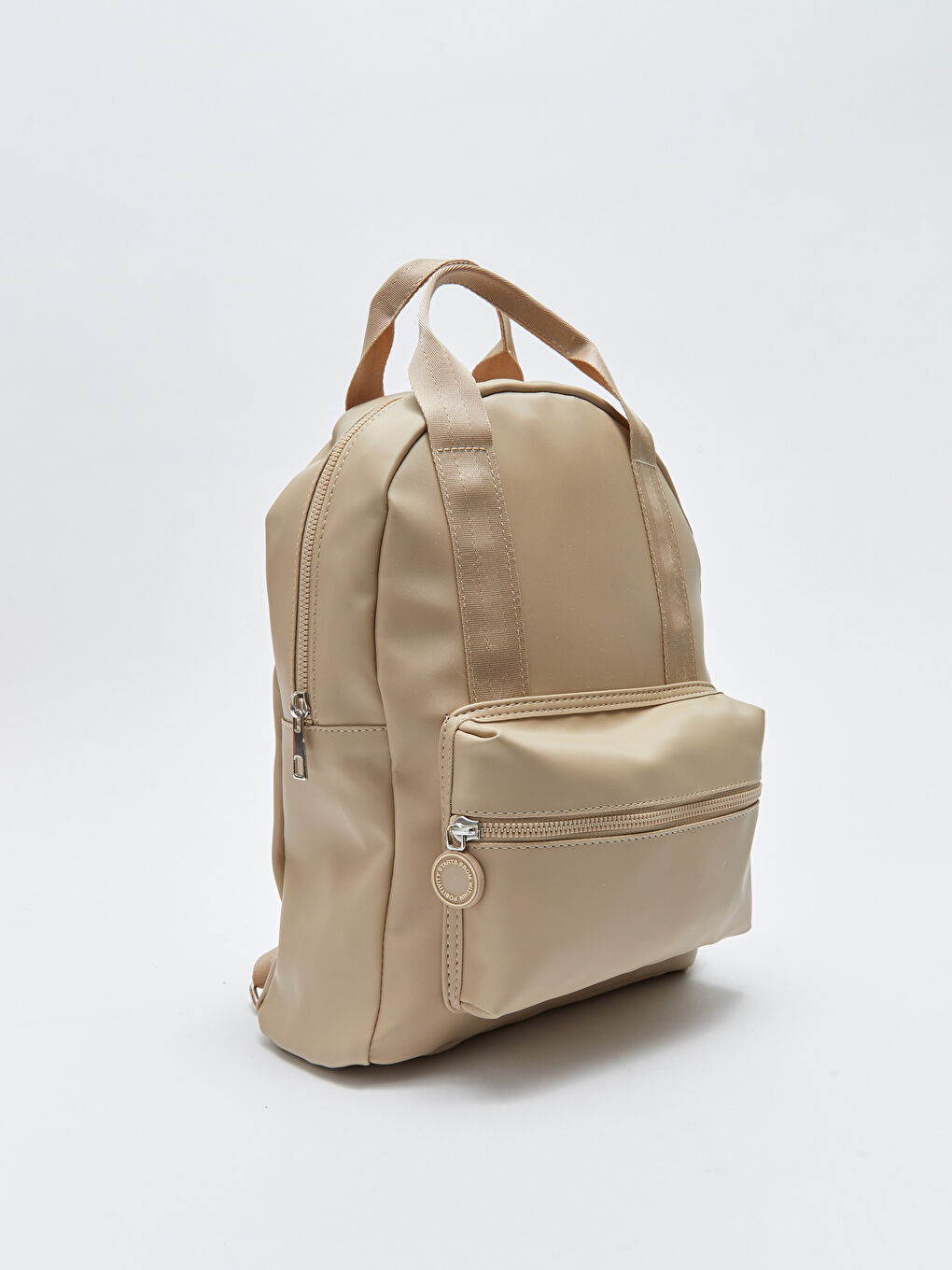 Bej Deri Görünümlü Kadın Sırt Çantası-1