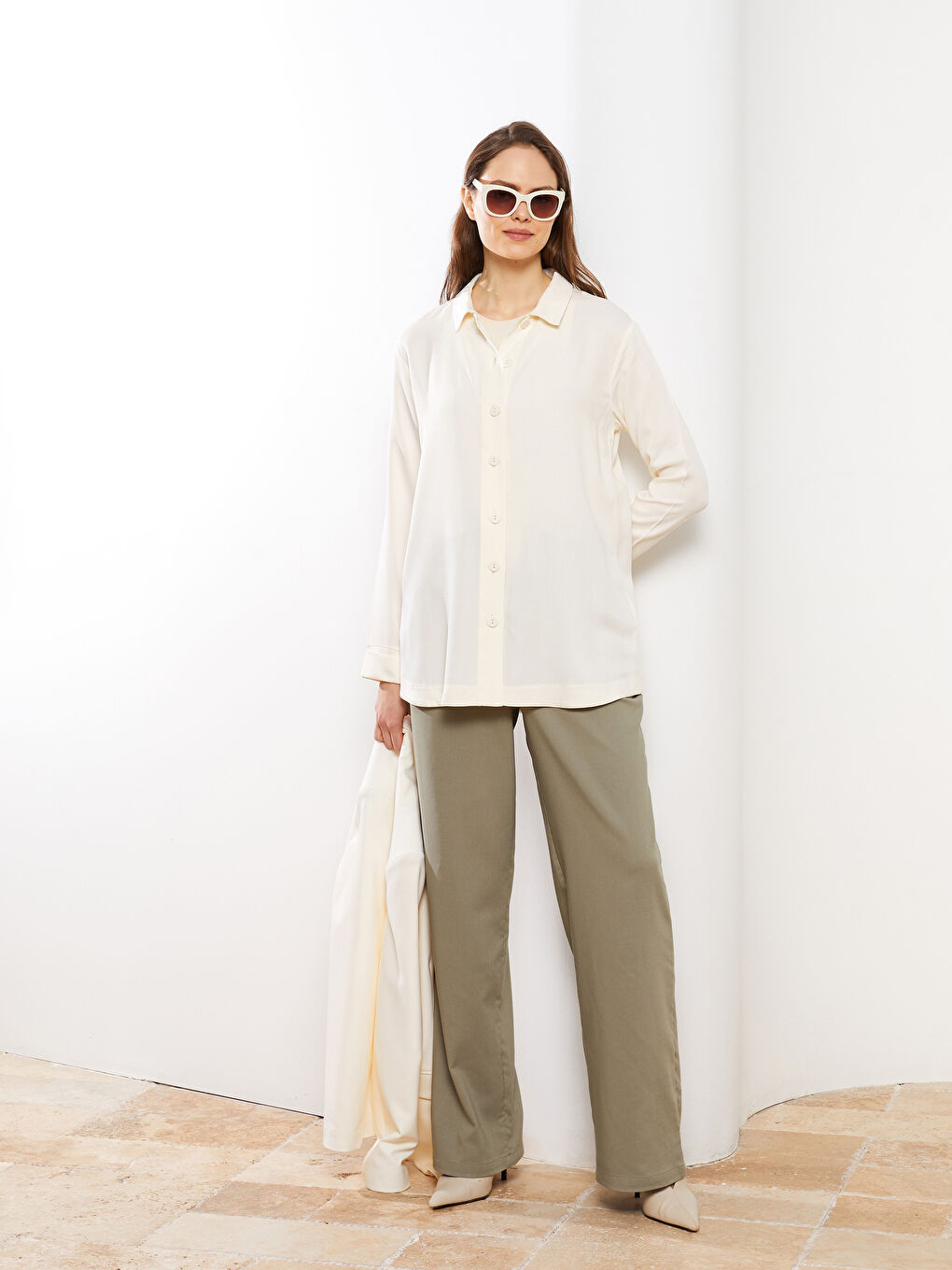 Plain Long Sleeve Oversize Women's Shirt Tunic