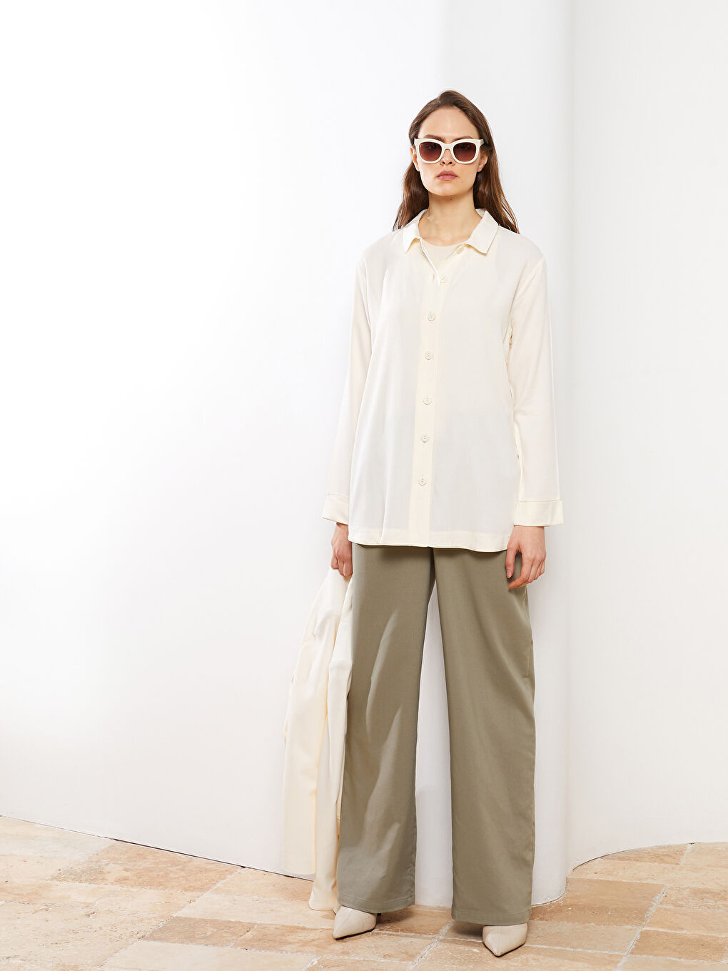 Plain Long Sleeve Oversize Women's Shirt Tunic-1