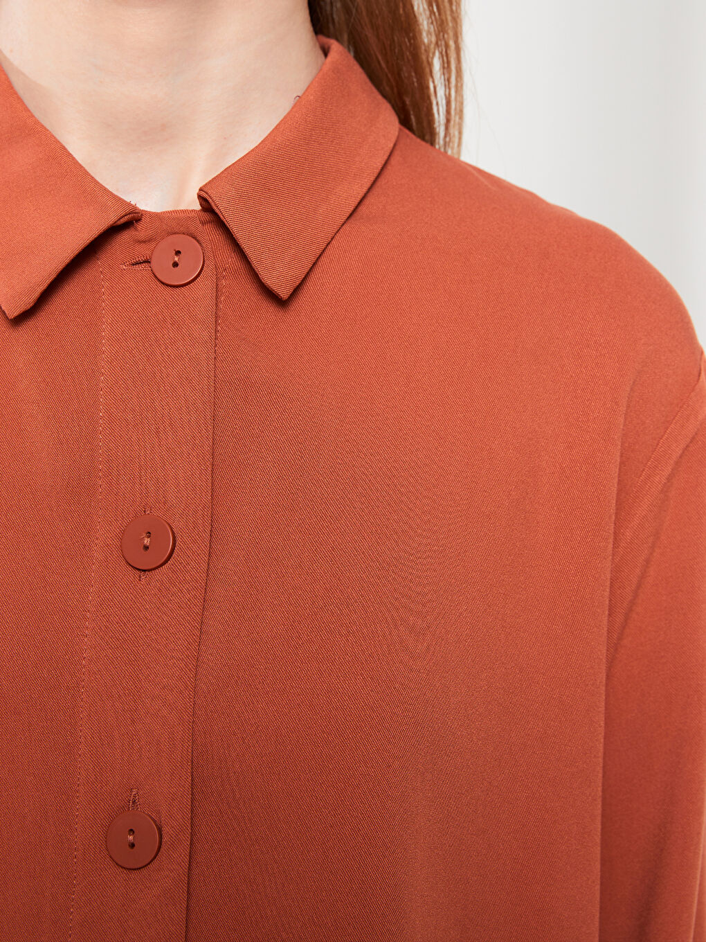 Plain Long Sleeve Oversize Viscose Women's Shirt Tunic-3