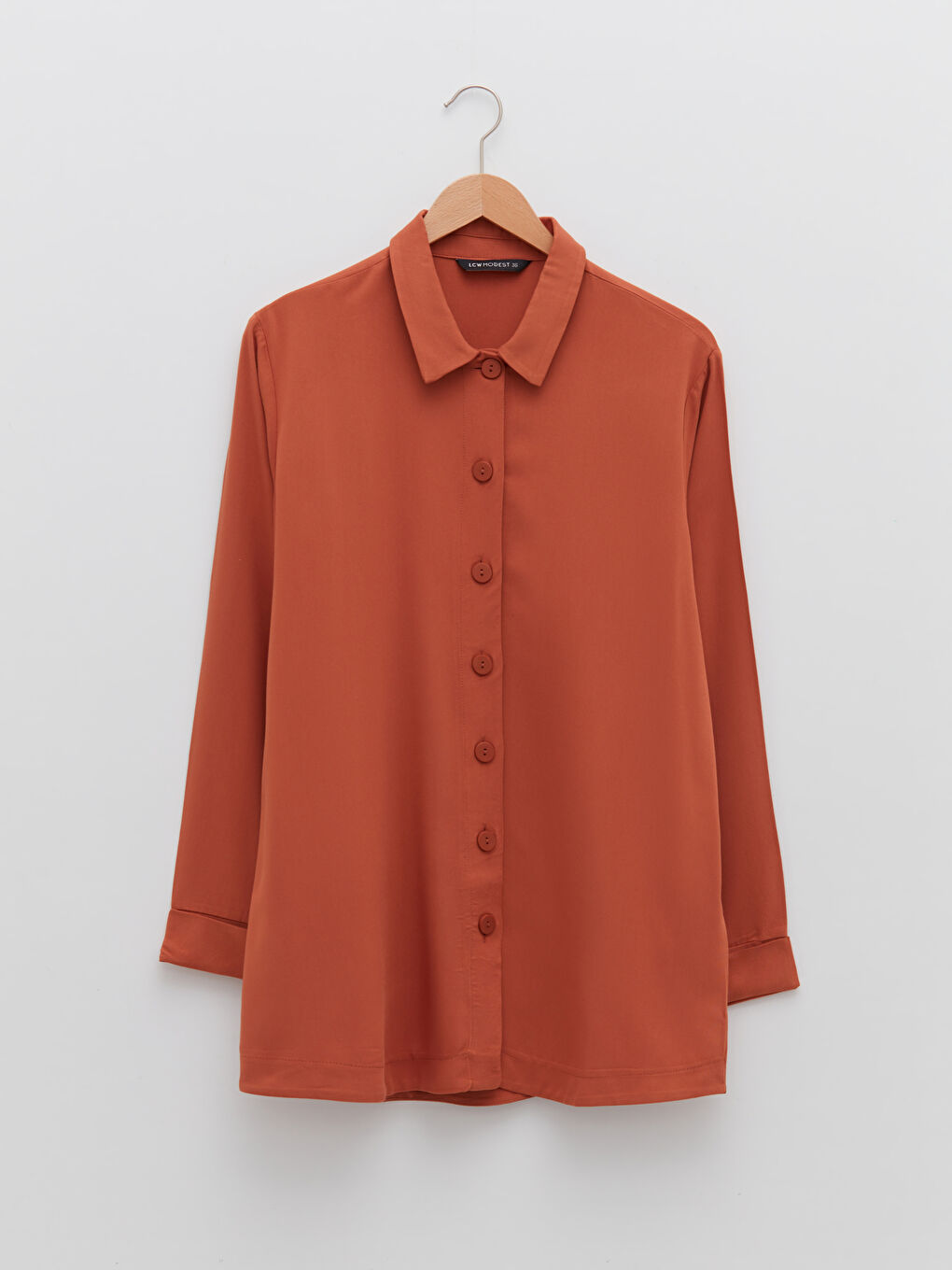 Plain Long Sleeve Oversize Viscose Women's Shirt Tunic-5