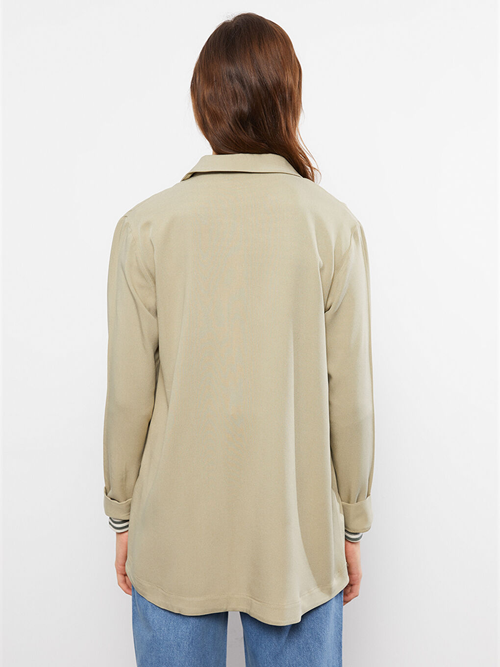 LCW Modest قميص تونيك سادة كم طويل أوفراسايز فيسكوز للسيدات -S2H856Z8-SCL