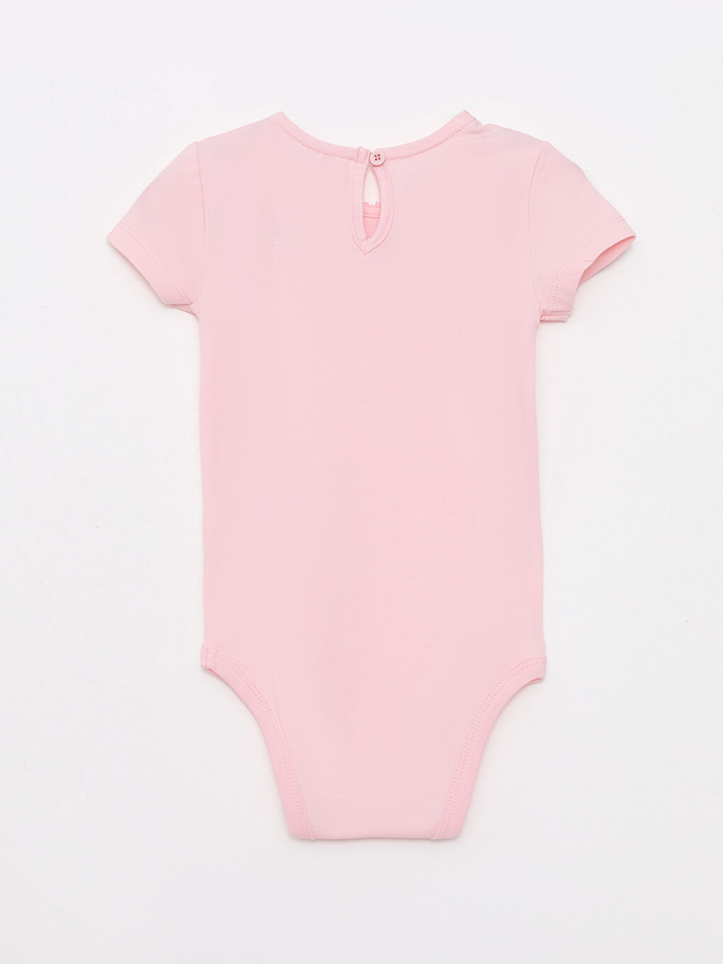 Pembe Bebe Yaka Kısa Kollu Basic Kız Bebek Çıtçıtlı Body-1