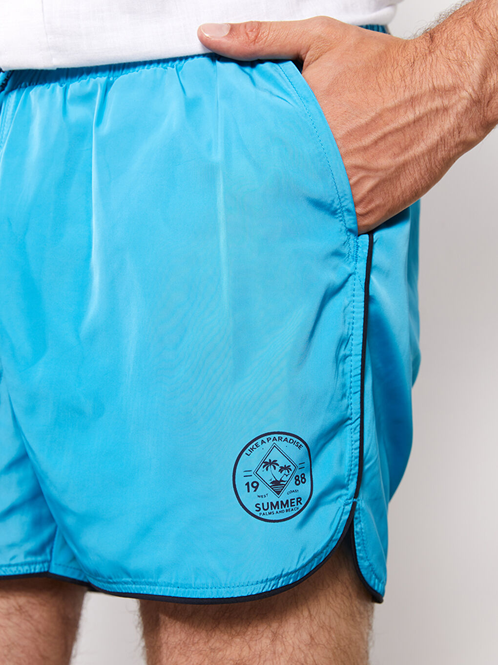 LCW SWIMWEAR Turkuaz Kısa Boy Baskılı Erkek Deniz Şortu - 2