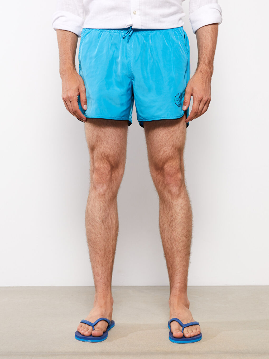 LCW SWIMWEAR Turkuaz Kısa Boy Baskılı Erkek Deniz Şortu - 4