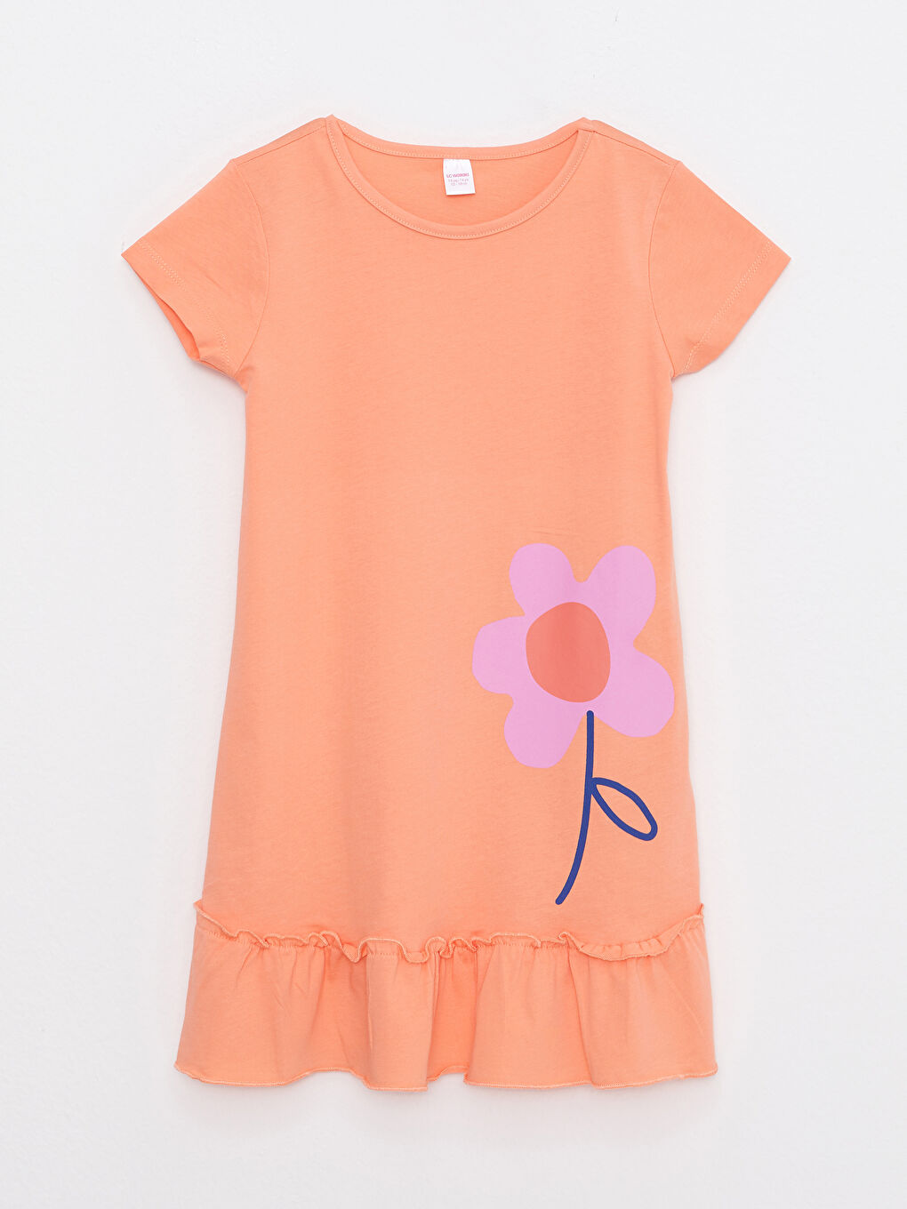 Crew Neck Short Sleeve Girl's Nightdress