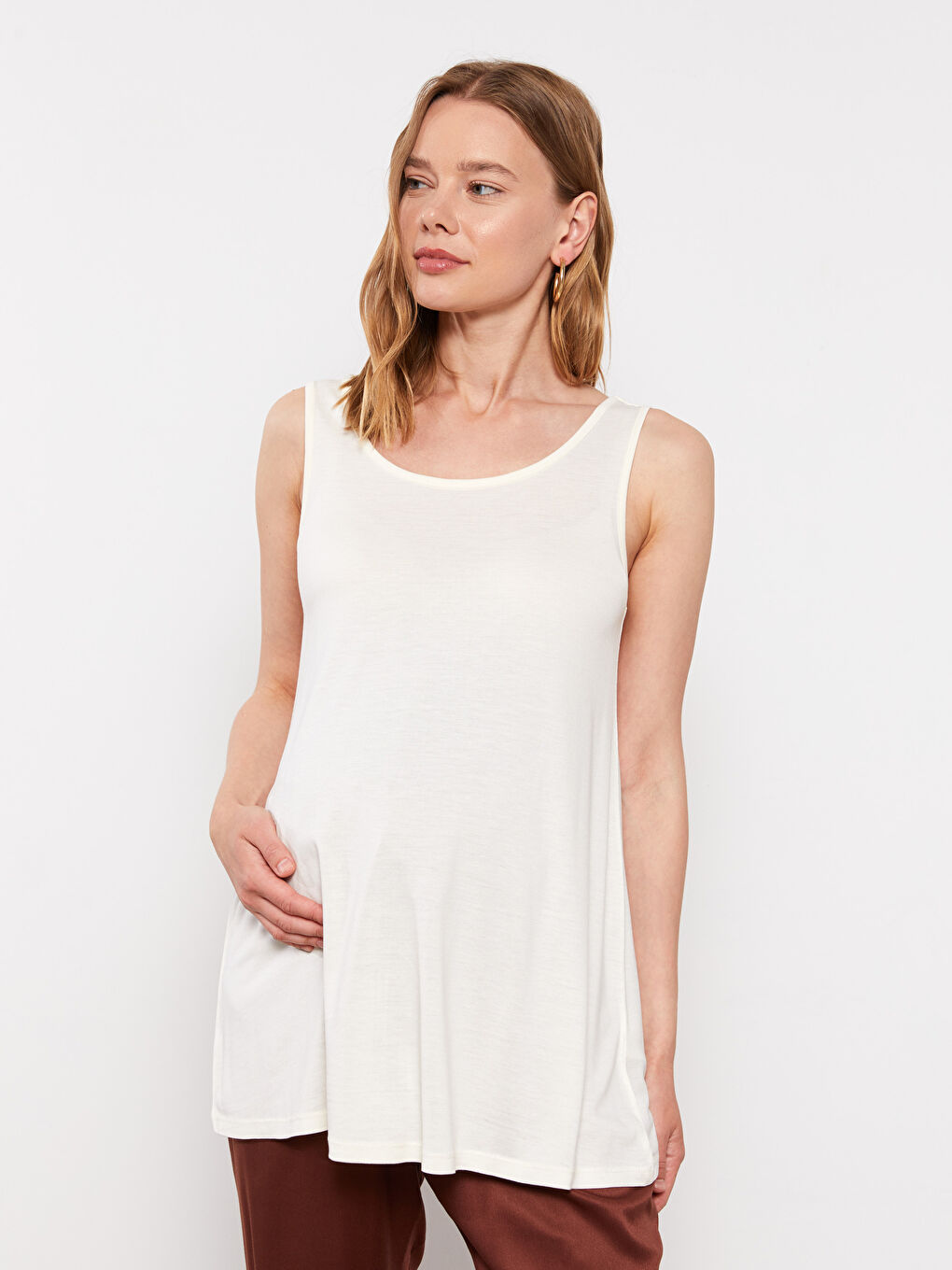 LCWAIKIKI Maternity U Neck Plain Viscose Pregnant Singlet -S2H914Z8-003