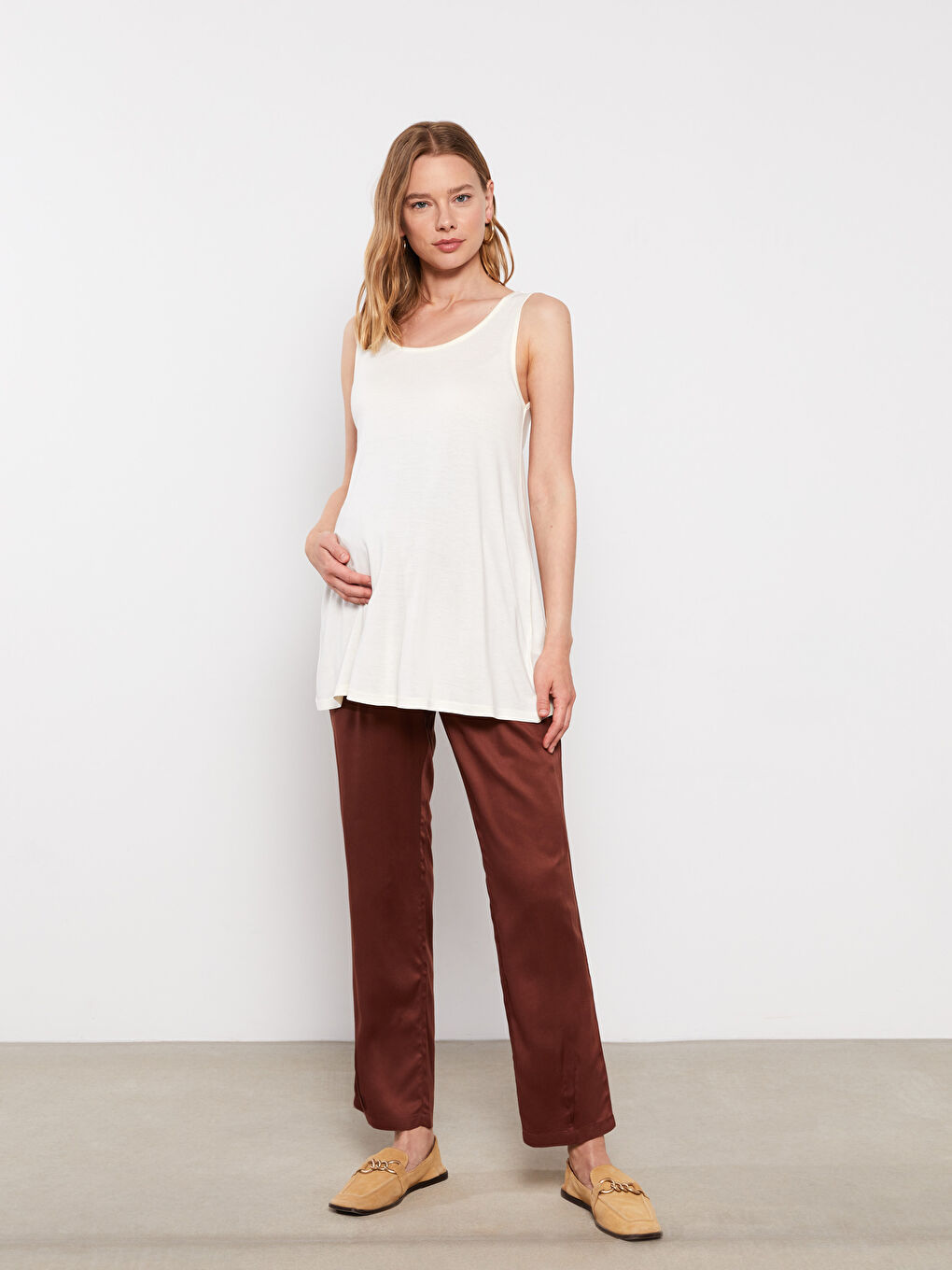 LCWAIKIKI Maternity U Neck Plain Viscose Pregnant Singlet -S2H914Z8-003