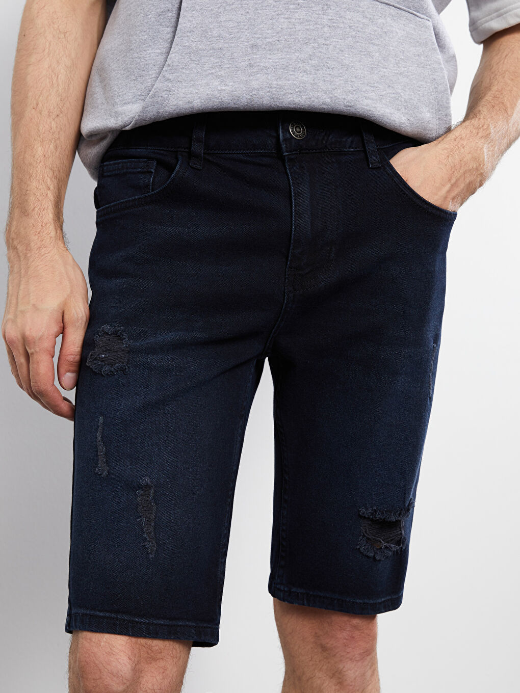 LCW Jeans Koyu Rodeo Skinny Fit Erkek Jean Şort - 2