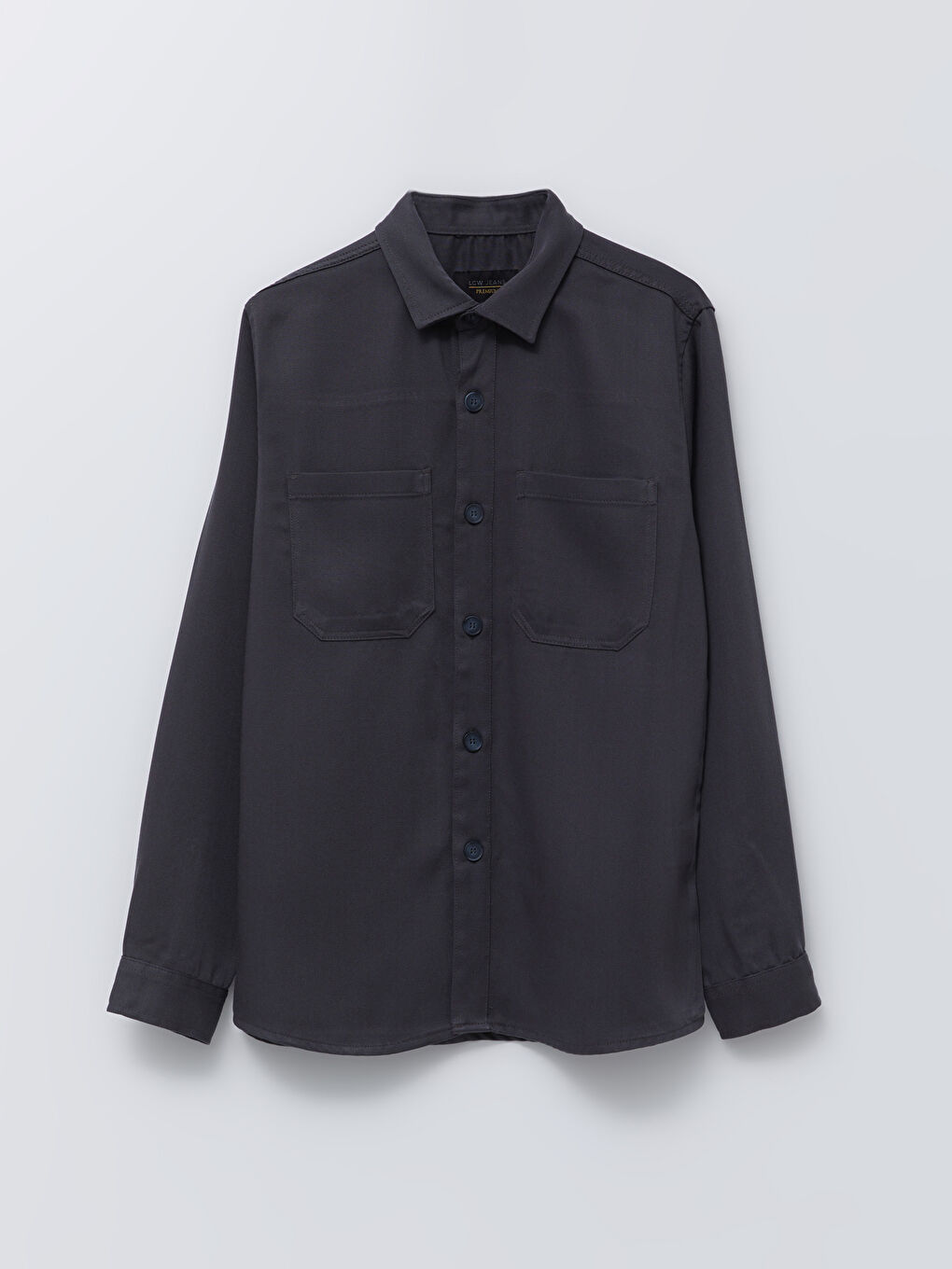 Gri Regular Fit Uzun Kollu Erkek Jean Gömlek-5