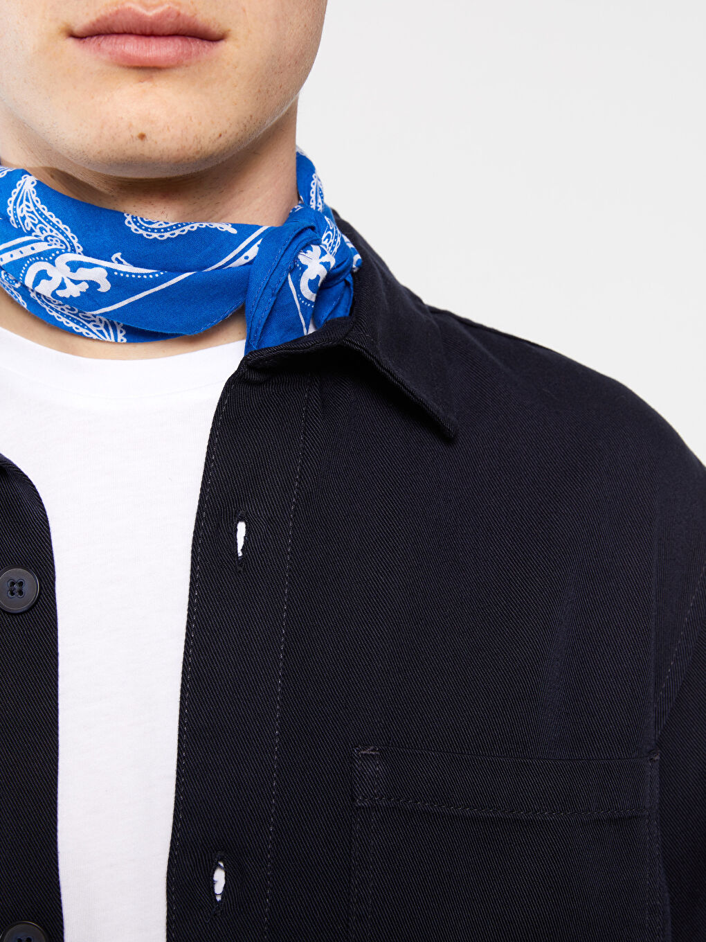 Chemise en Denim à Manches Longues pour Hommes Coupe Régulière-3