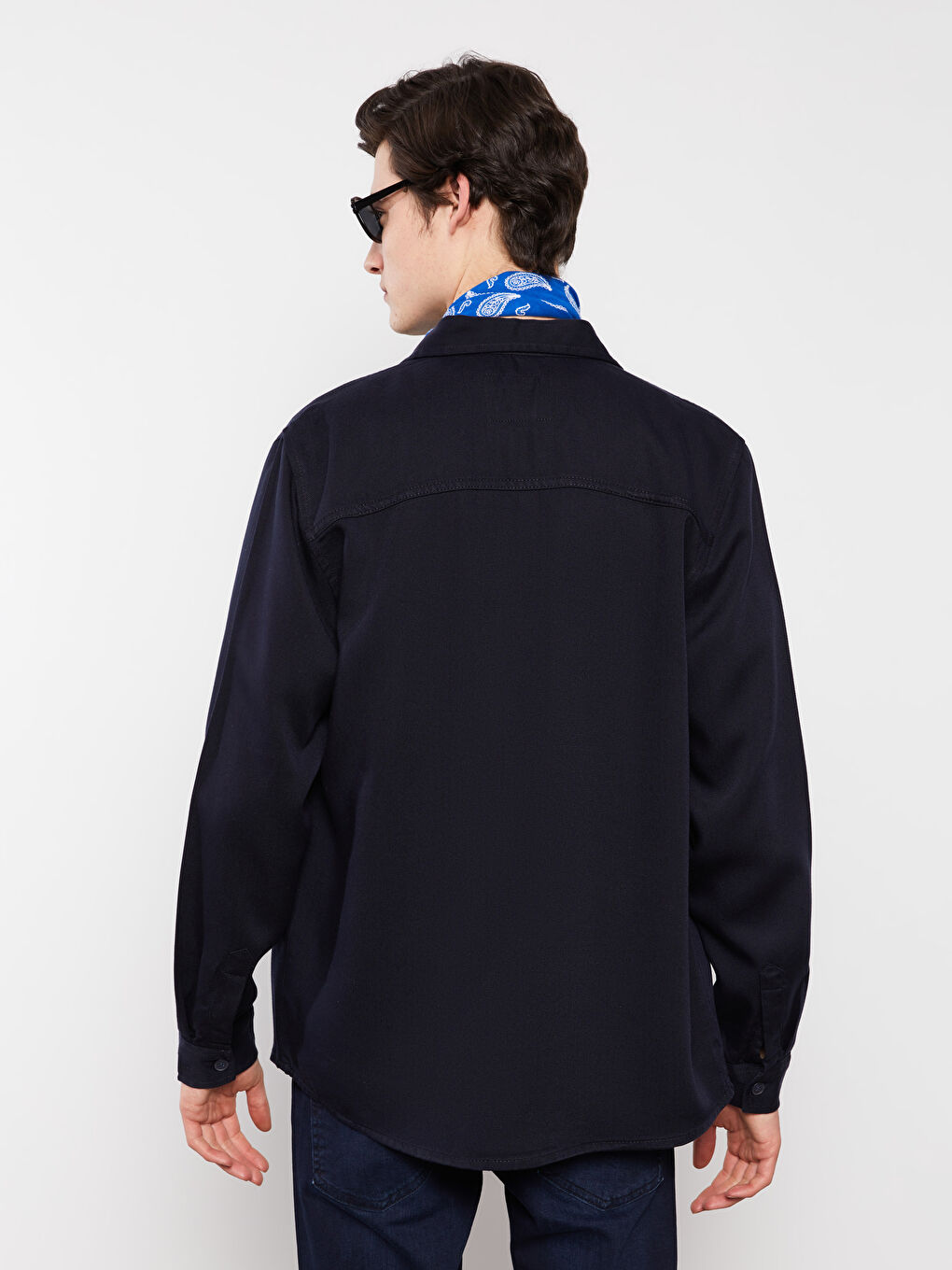 Chemise en Denim à Manches Longues pour Hommes Coupe Régulière-4