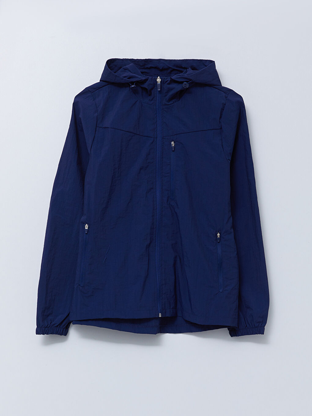 Hooded Straight Long Sleeve Women's Outdoor Raincoat-5