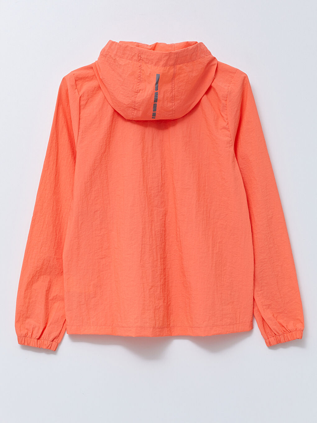 Mercan Kapüşonlu Düz Uzun Kollu Kadın Outdoor Yağmurluk-7