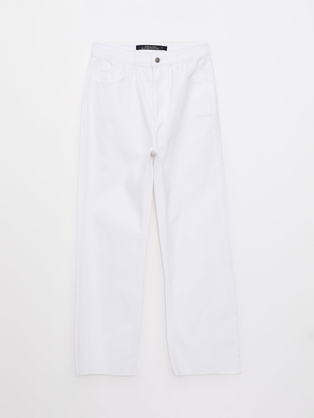 Beyaz Standart Fit Düz Cep Detaylı Kadın Rodeo Jean Pantolon-5