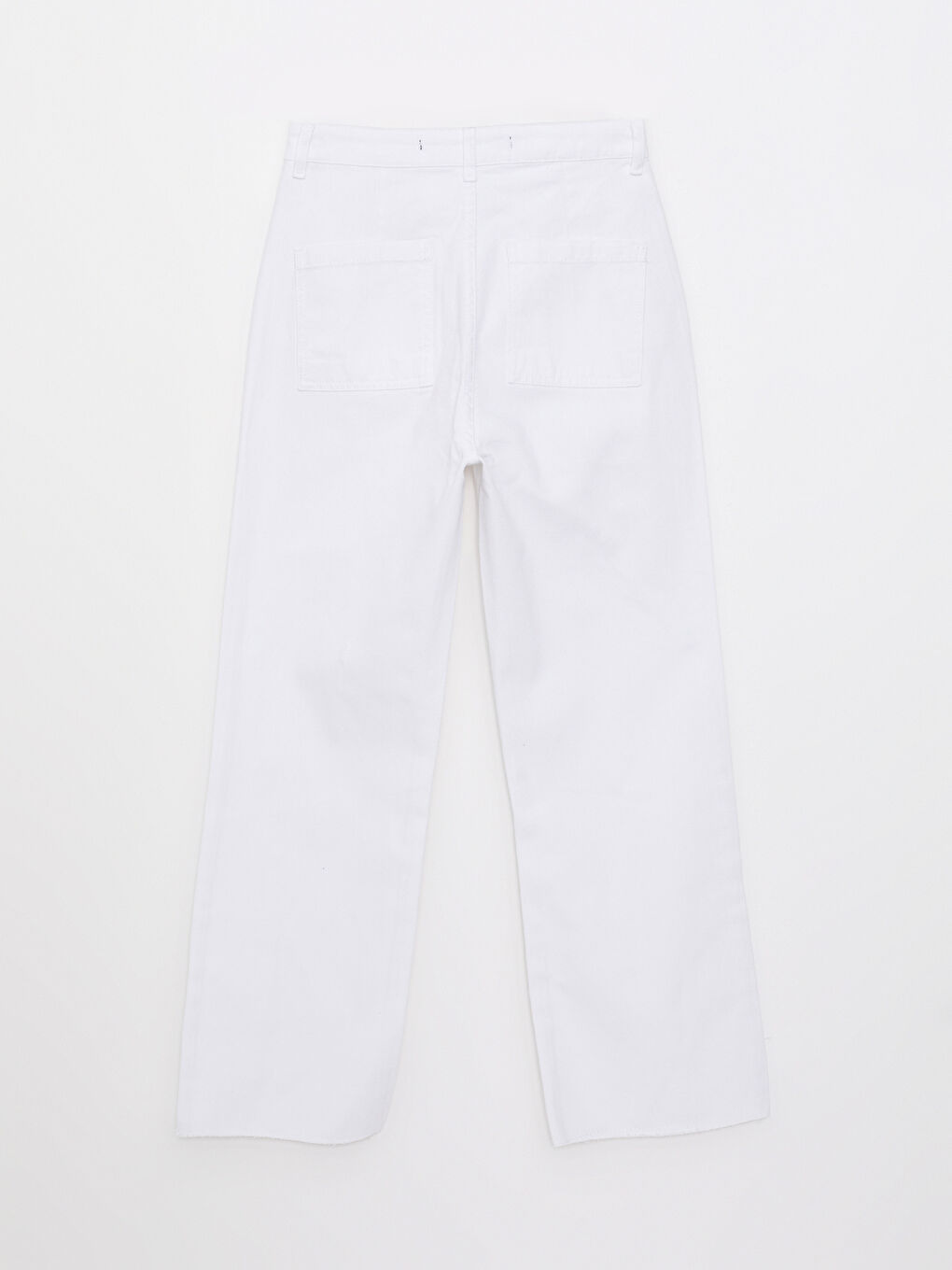 Beyaz Standart Fit Düz Cep Detaylı Kadın Rodeo Jean Pantolon-6