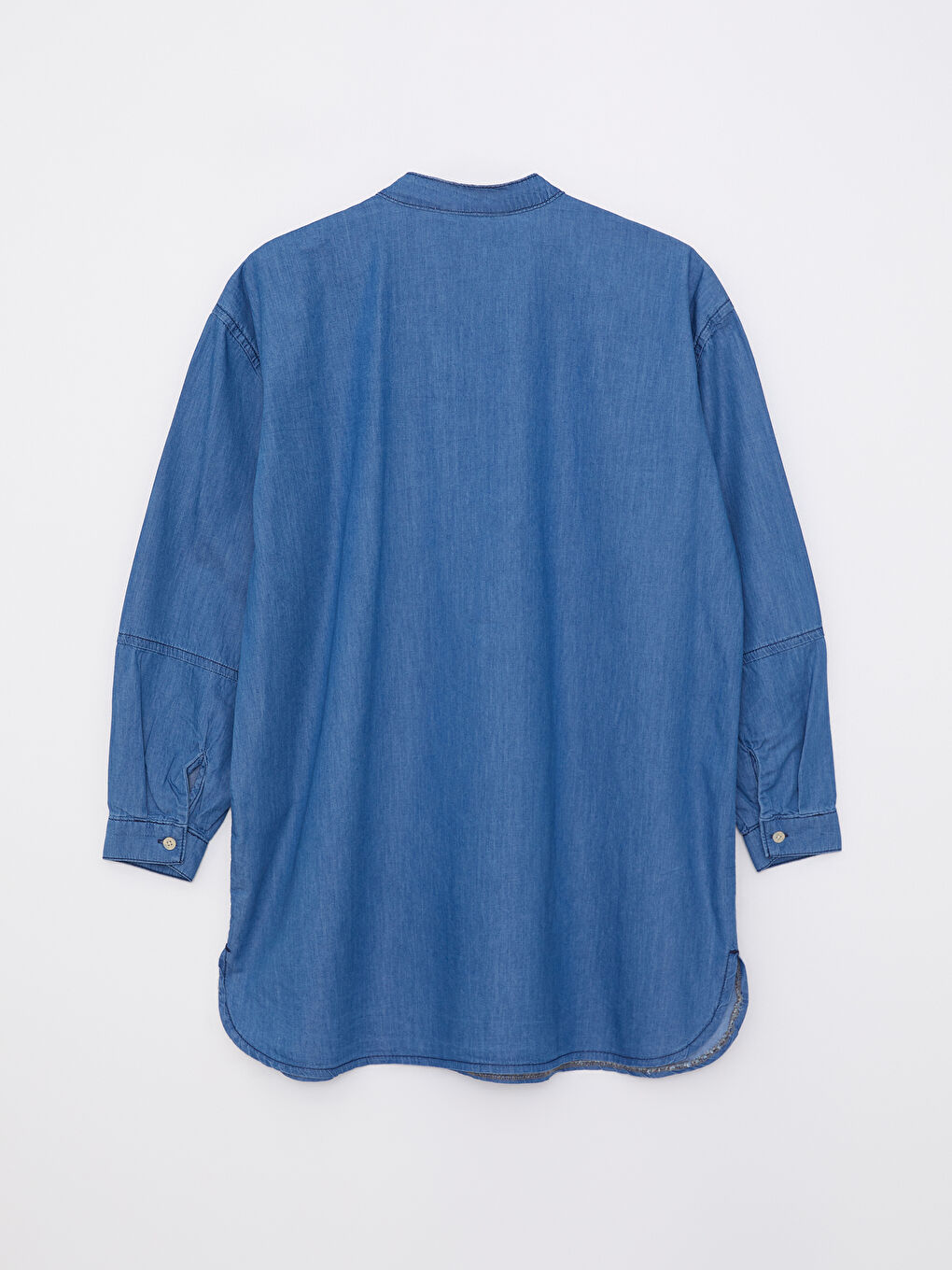 İndigo Hakim Yaka Düz Uzun Kollu Kadın Rodeo Jean Tunik-6