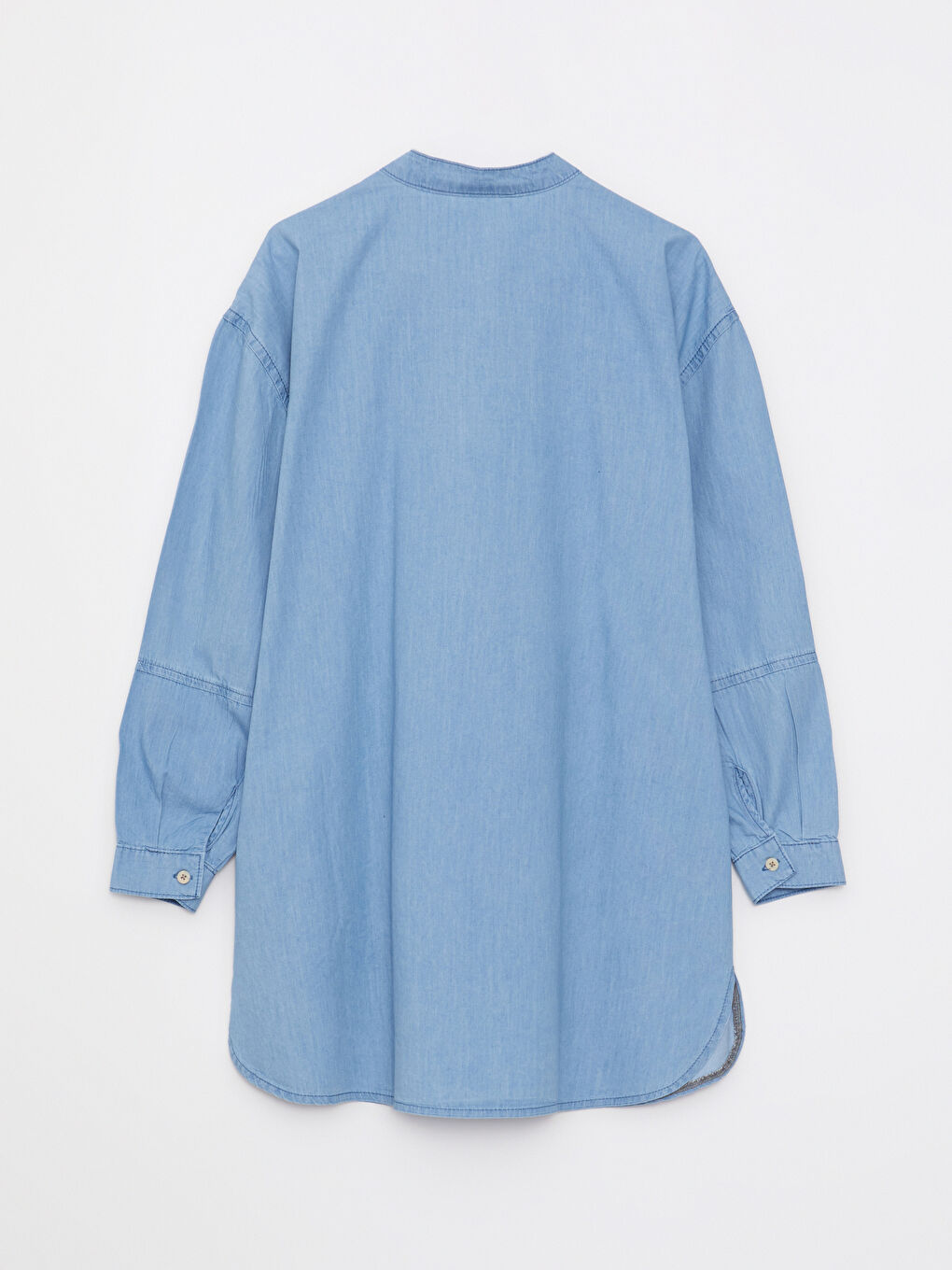 İndigo Hakim Yaka Düz Uzun Kollu Kadın Rodeo Jean Tunik-6