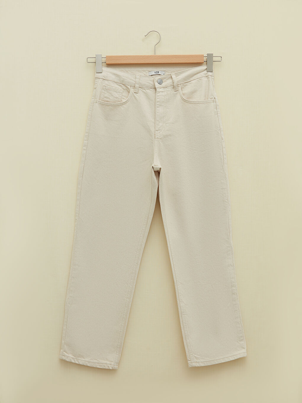 High Waisted Standard Fit Regular Pocket Detailed Women's Denim Trousers-13