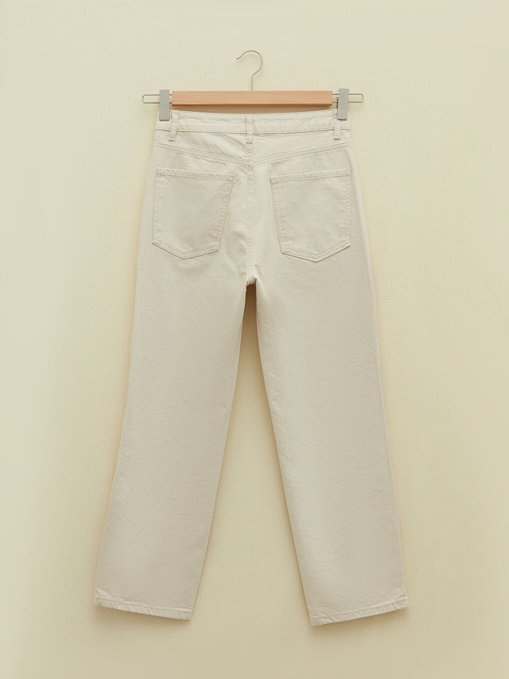 High Waisted Standard Fit Regular Pocket Detailed Women's Denim Trousers-14