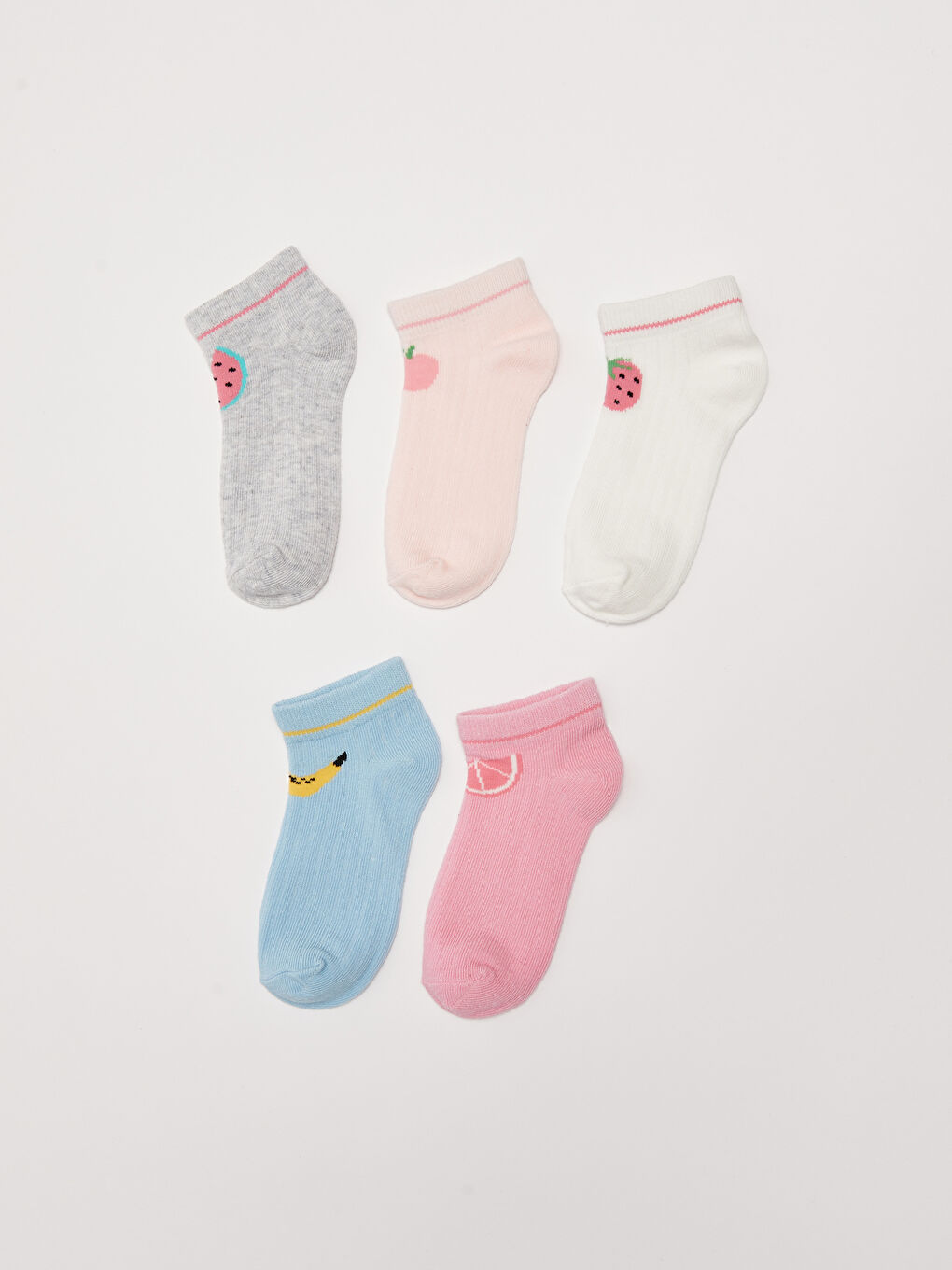 Gemusterte Sneaker-Socken für Mädchen, 5er-Pack-1