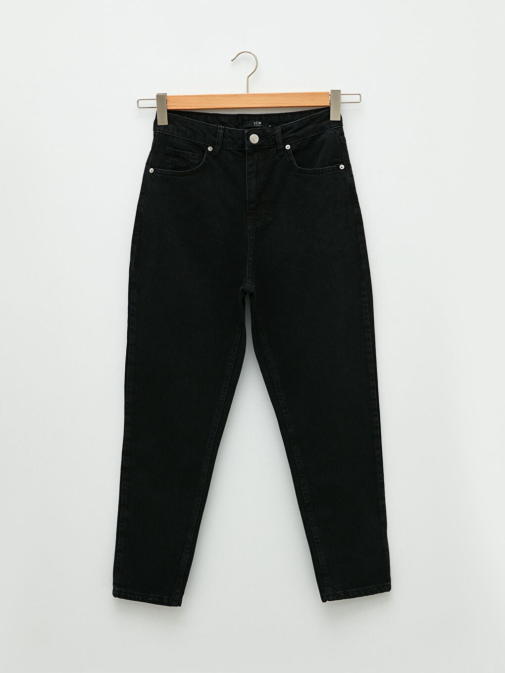 High Waisted Mom Fit Regular Pocket Detailed Women's Denim Trousers-5