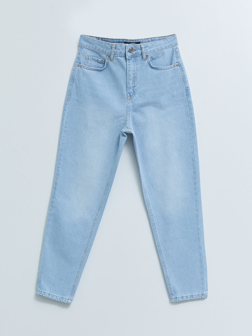 İndigo Yüksek Bel Standart Fit Cep Detaylı Kadın Rodeo Jean Pantolon-5