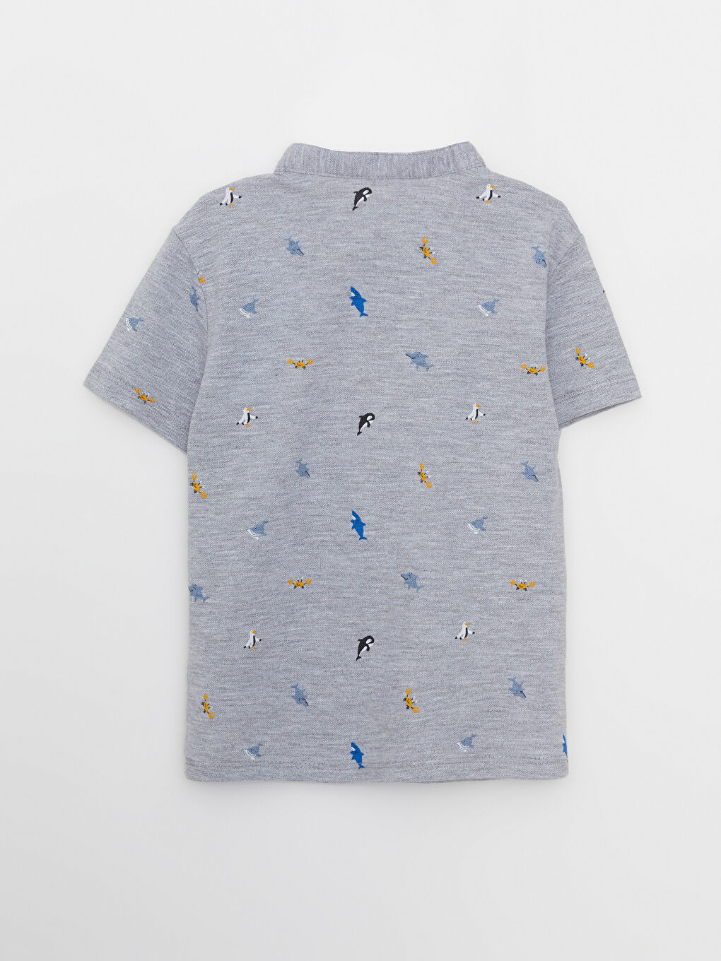 Grandad Collar Short Sleeve Printed Cotton Baby Boy T-Shirt-1