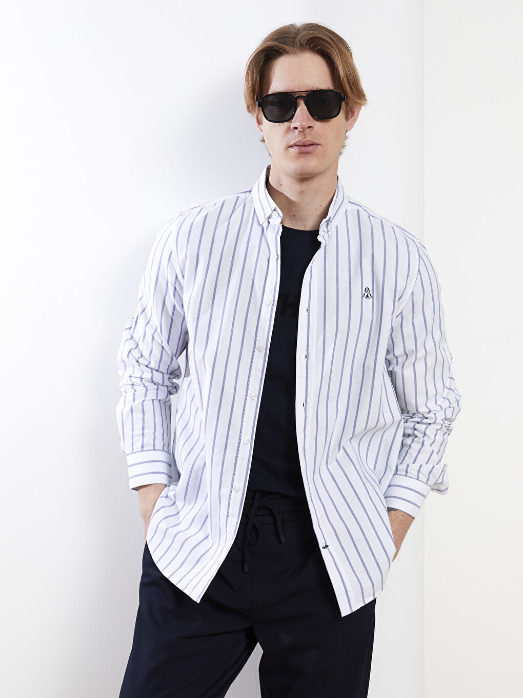 Regular Fit Long Sleeve Striped Men's Shirt-3