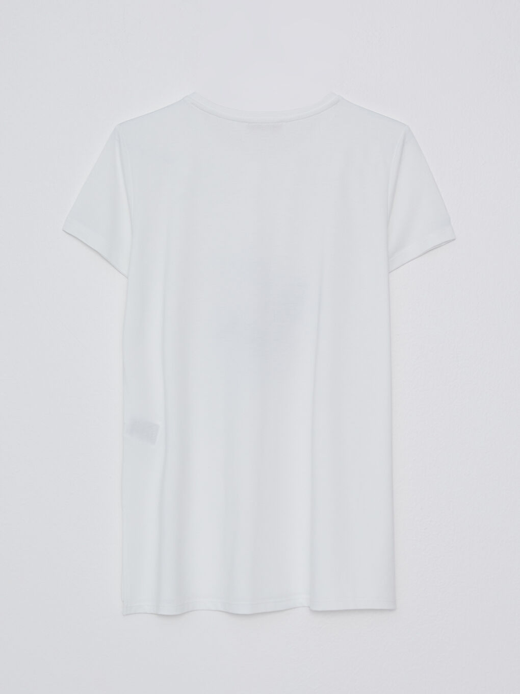 Ekru Bisiklet Yaka Baskılı Kısa Kollu Kadın Tişört-9