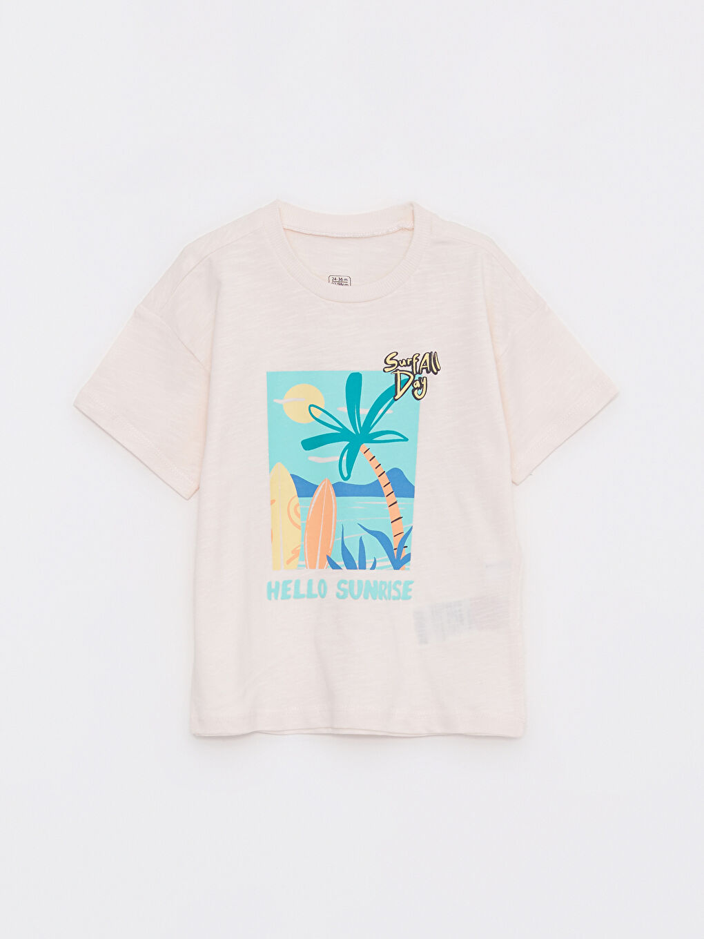 Pembe Bisiklet Yaka Kısa Kollu Baskılı Erkek Bebek Tişört