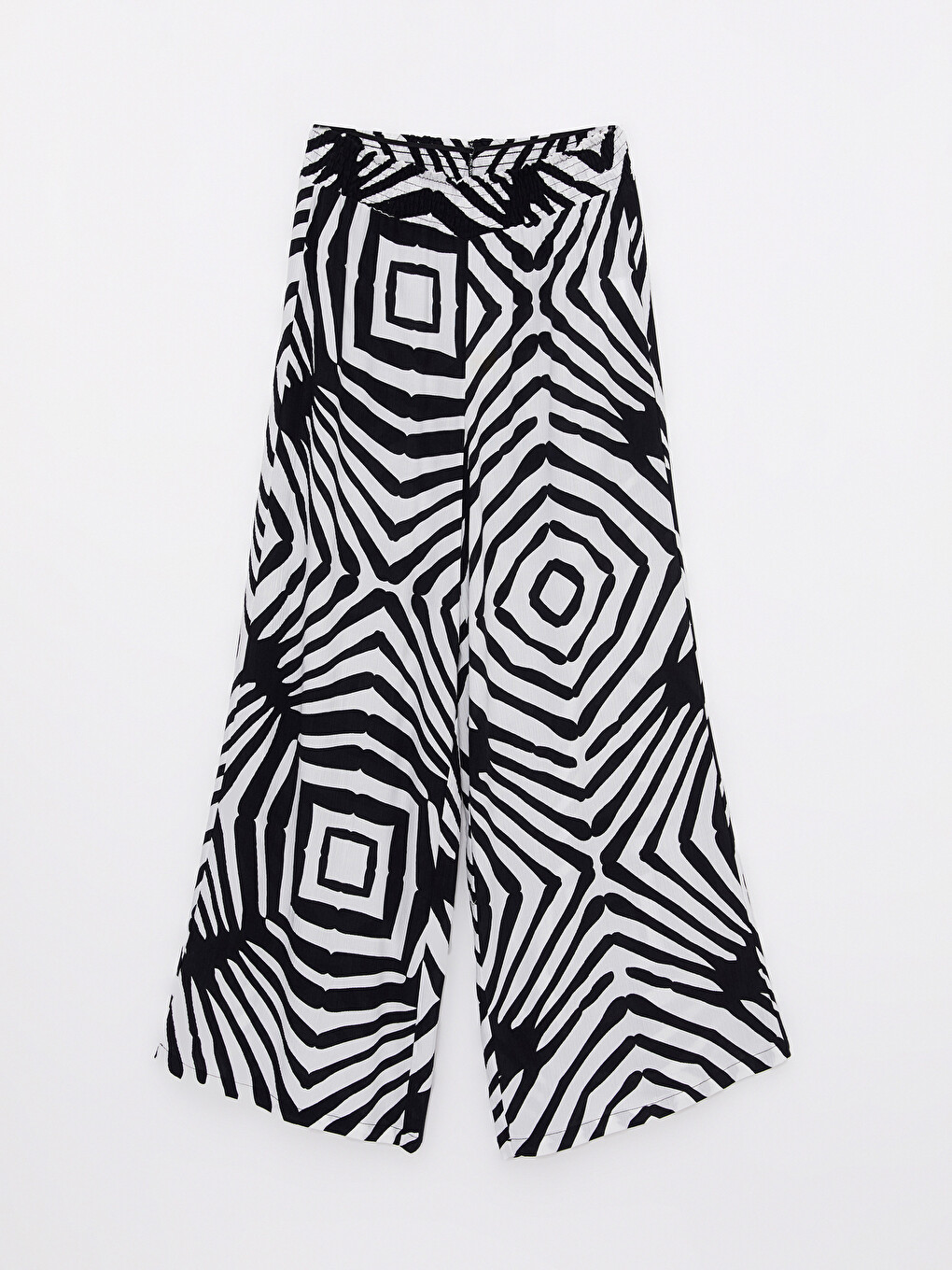 Elastic Waist Patterned Crinkle Women's Trousers-4