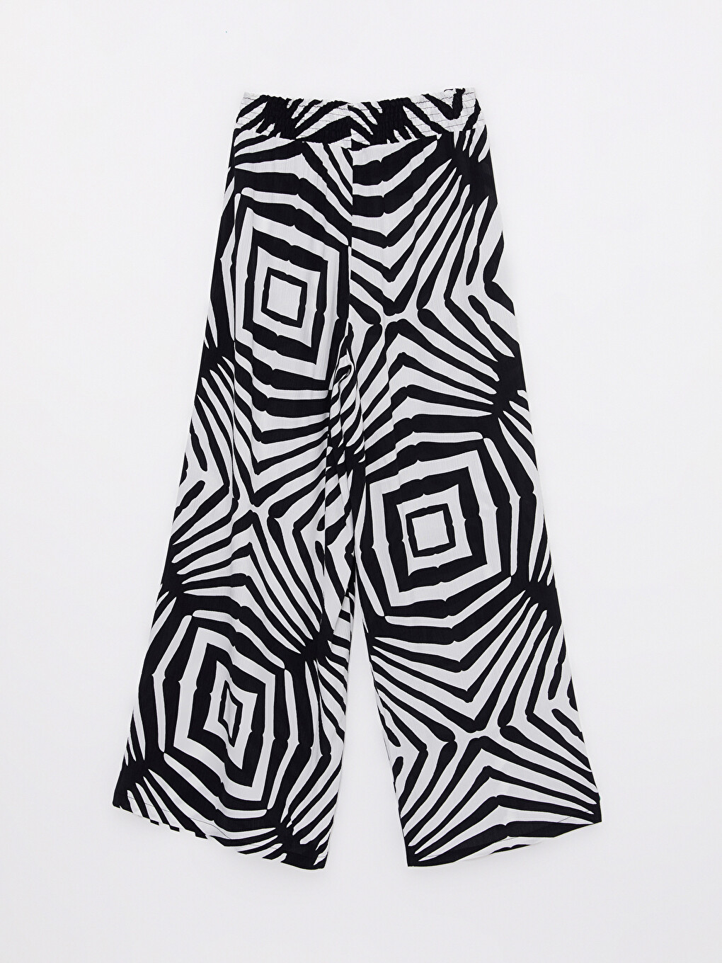 Elastic Waist Patterned Crinkle Women's Trousers-5